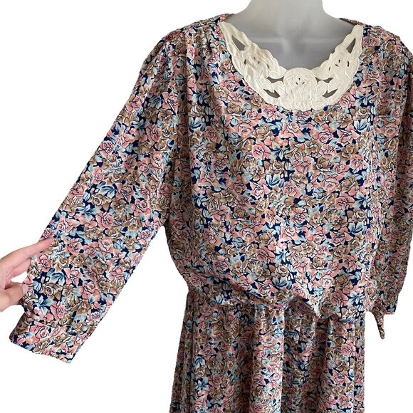 Blake Elizabeth 12 Vintage Dress Floral Print Long Sheath Flowy VTG - Picture 7 of 12